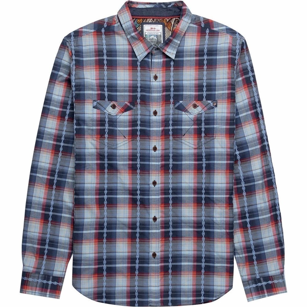 MERIDIAN LINE Mens Sz L Plaid Multi Colored Long Sleeve Shirt